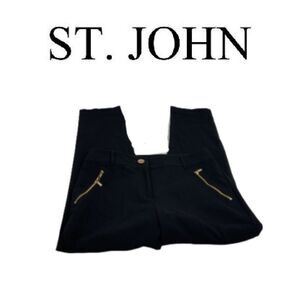 St. John Black Pants w/ Gold Zipper Detail | Size 4